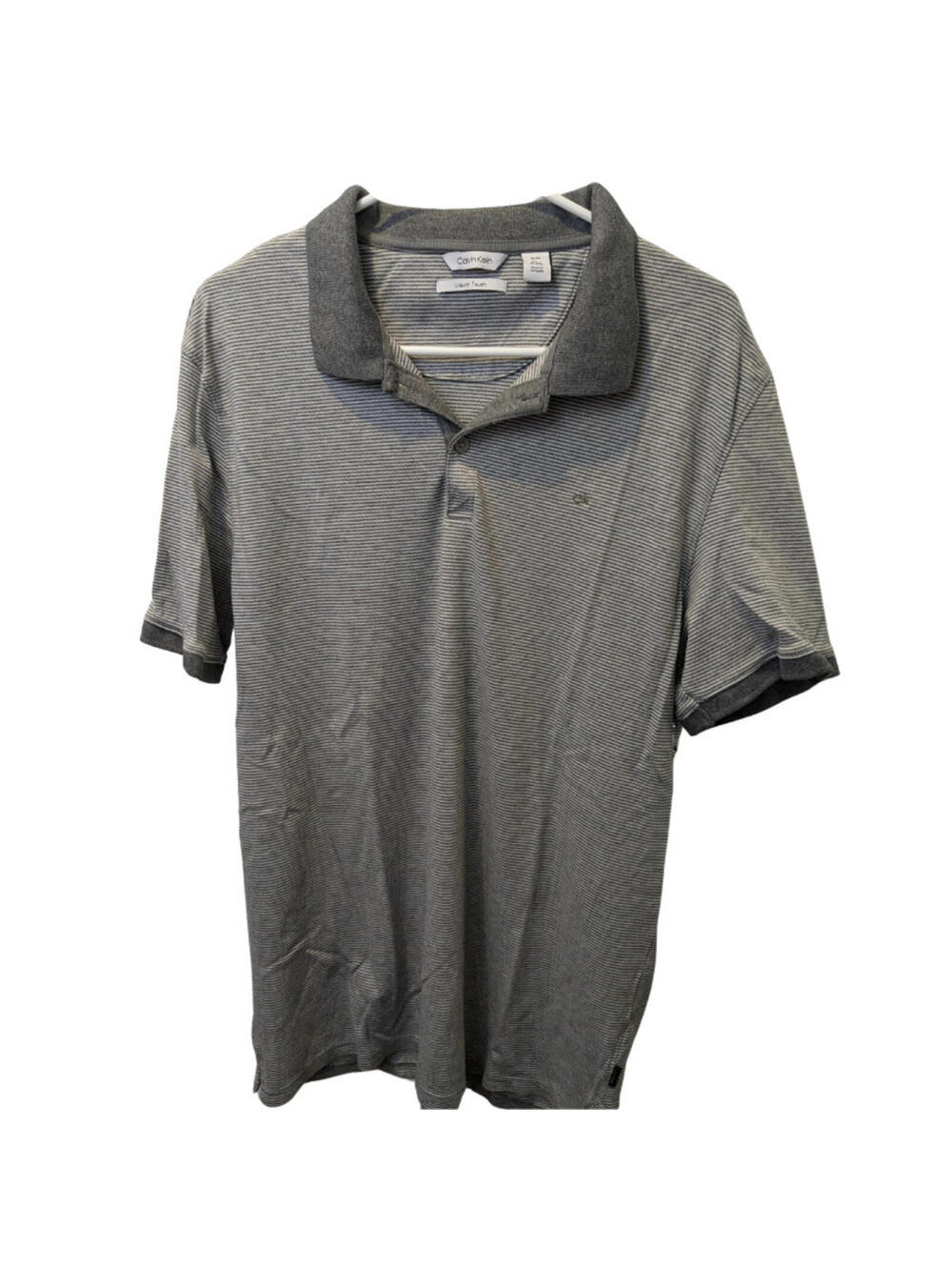 Calvin Klein Men's Liquid Touch XL Gray Stripe Collared Shirt